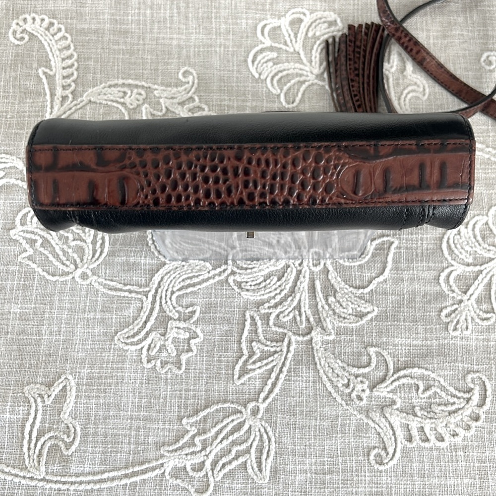 Brahmin Mimosa Tuscan Black/Croc Embossed Trim Crossbody Bag - Picture 6 of 16